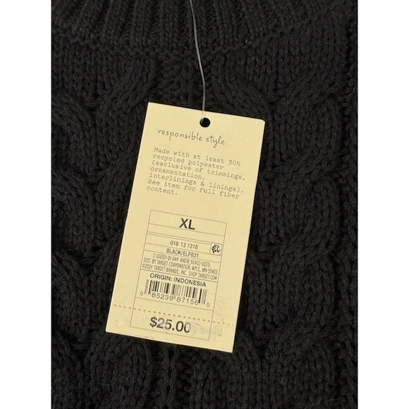 A New Day Womens XL Black Cable Knit Halter Sweater Tank Top Sleeveless NWT - Picture 4 of 7